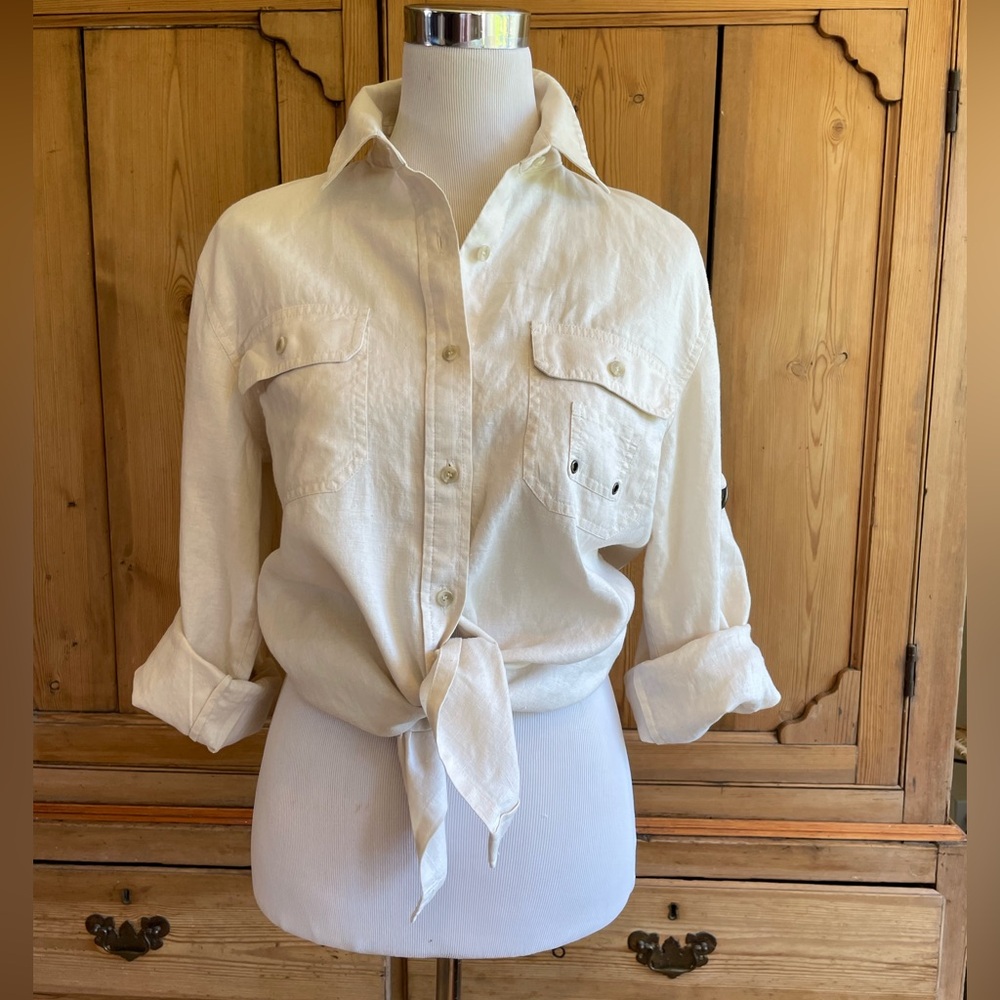 Linen shirt, Jones of New York cream color size S